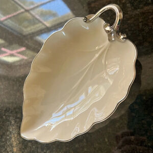 Lenox U.S.A. Silver Trimmed Leaf Shaped